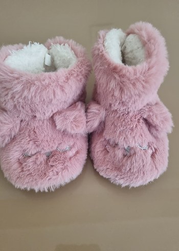 Kız Çocuk Pembe Kürklü Nakışlı Ev Terliği panduf 21 numara - Görsel 7