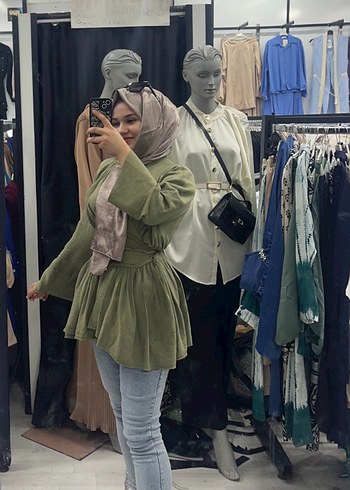 Kadın Haki Uzun Kollu Drapeli Takım - Görsel 2