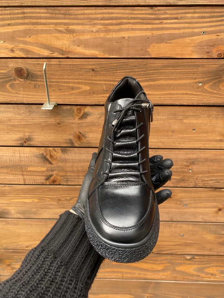 Siyah Bağcıklı Erkek Kauçuk Bot - Görsel 3