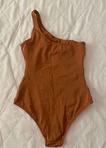 Kahverengi Asimetrik Tek Omuzlu Mayo - Görsel 2