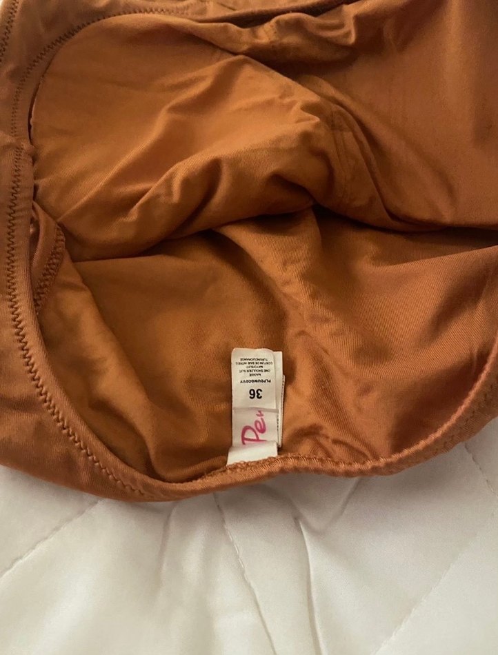 Kahverengi Asimetrik Tek Omuzlu Mayo - Görsel 3