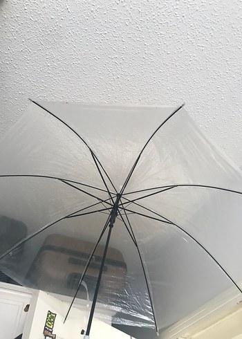 Şeffaf Şemsiye Beyaz Saplı - Görsel 2