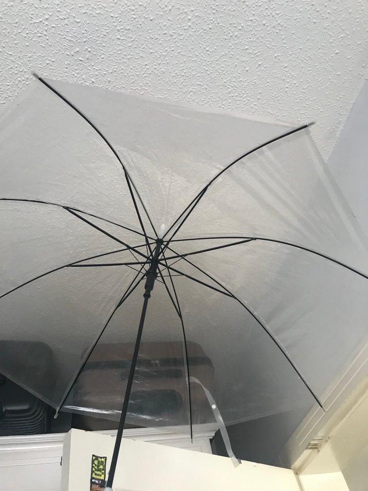 Şeffaf Şemsiye Beyaz Saplı - Görsel 3