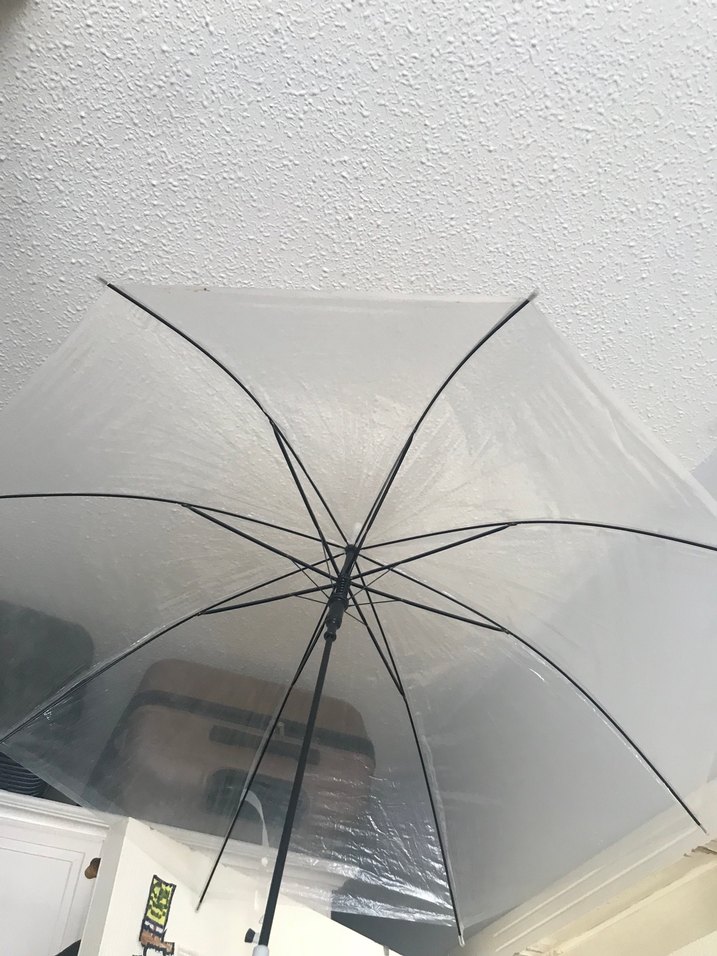Şeffaf Şemsiye Beyaz Saplı - Görsel 2