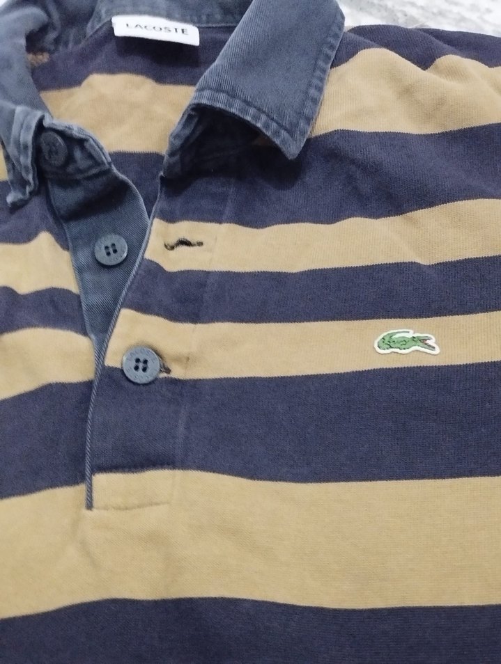 Düğmeli Uzun Kollu Kahverengi Lacivert Polo Tişört - Görsel 2