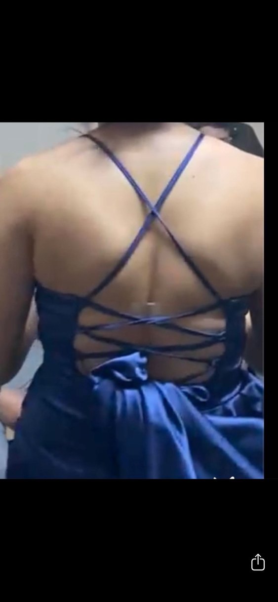 İndigo mavi Parlak Midi Drapeli Abiye Elbise - Görsel 2