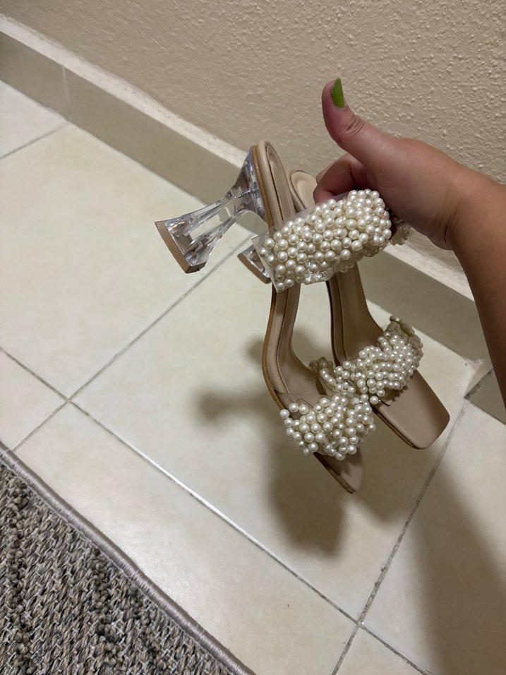 İnci Detaylı şeffaf Topuklu Terlik - Görsel 4