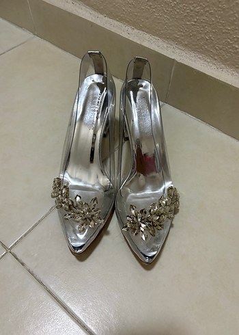 Beyaz şeffaf Stiletto Abiye Ayakkabı - Görsel 4