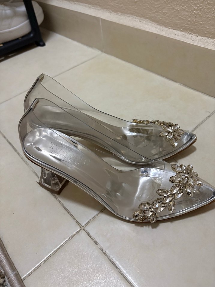 Beyaz şeffaf Stiletto Abiye Ayakkabı - Görsel 3