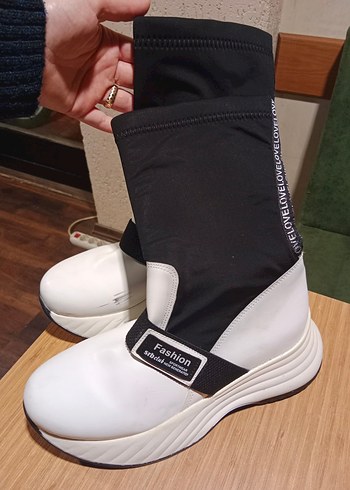 Beyaz Platform Topuklu Kadın Bot - Görsel 6