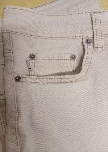 Düğmeli Beyaz Erkek Kot Pantolon - Görsel 4