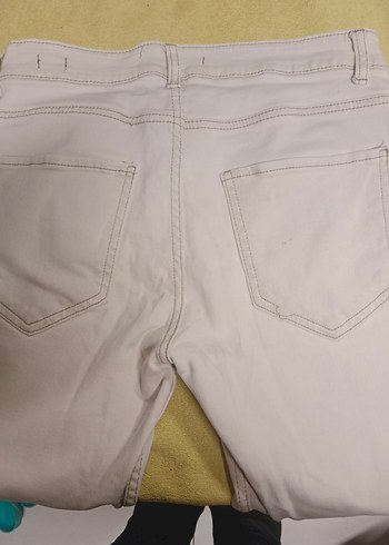 Düğmeli Beyaz Erkek Kot Pantolon - Görsel 2