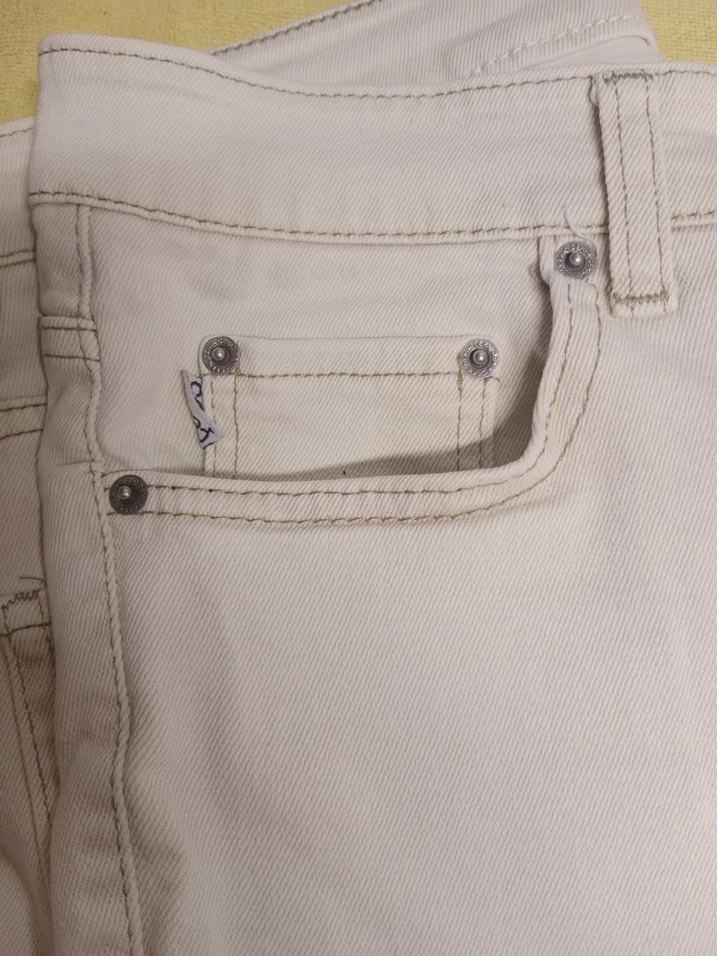 Düğmeli Beyaz Erkek Kot Pantolon - Görsel 4