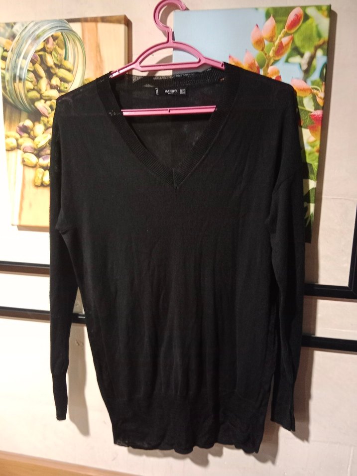 Mango siyah transparan triko - Görsel 3