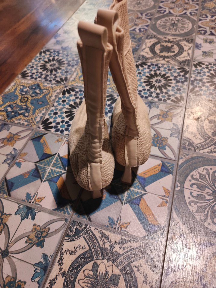 Bej Triko Stiletto Topuklu Kadın Bot - Görsel 2