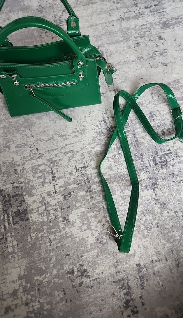 Yeşil Deri Kadın El Çantası - Görsel 4