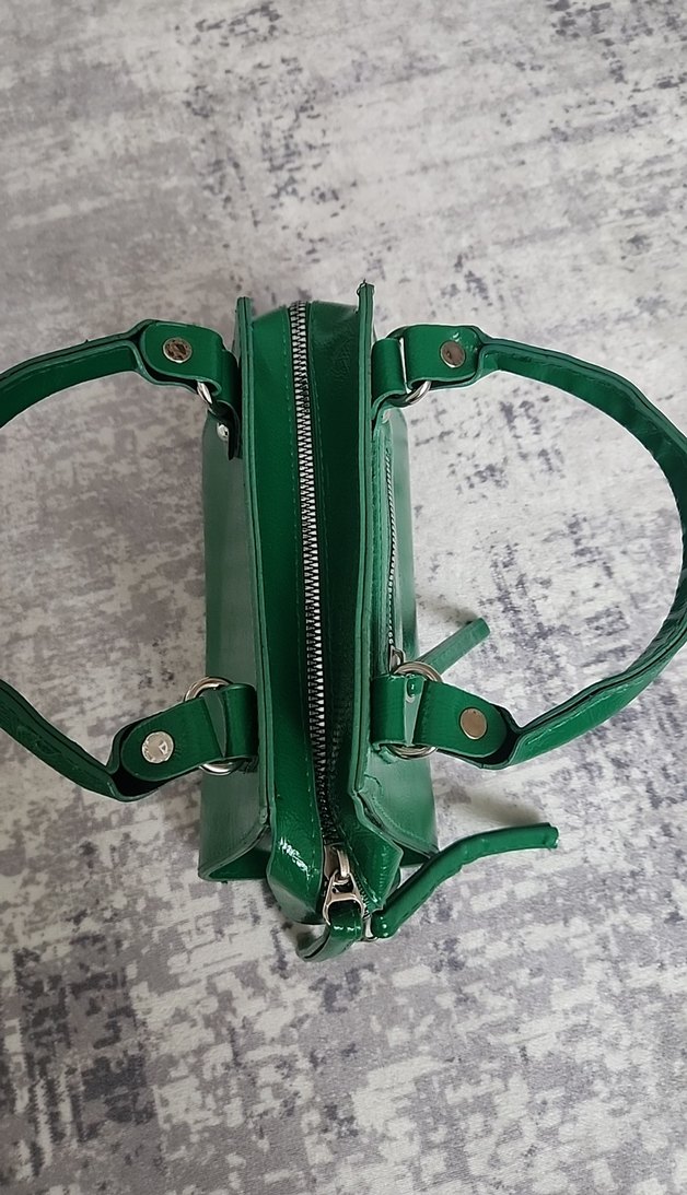 Yeşil Deri Kadın El Çantası - Görsel 2