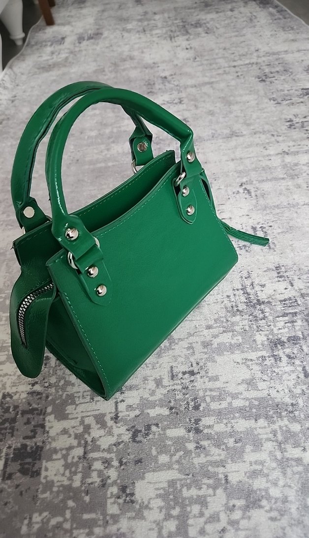 Yeşil Deri Kadın El Çantası - Görsel 3