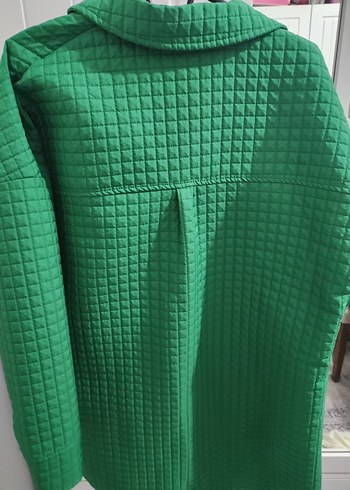 Düğmeli Yeşil Kadın Gömlek kapitone - Görsel 5