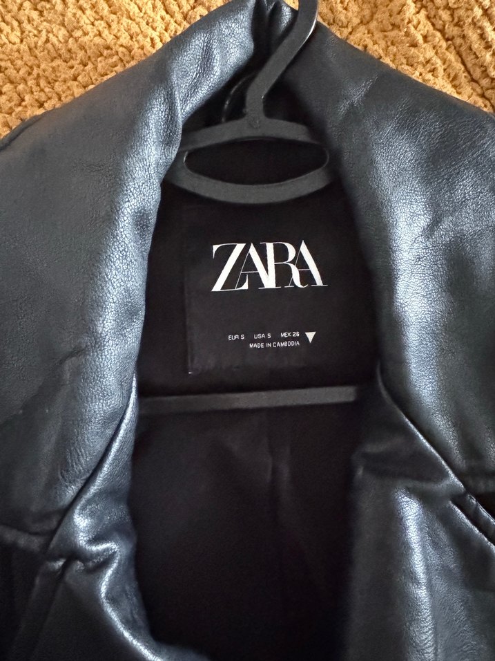Siyah Parlak Biker Deri Ceket - Zara - Görsel 4