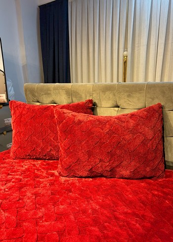 Merinos Diamond Tavşan Tüyü Kadife Battaniyeli Yatak Örtüsü - Görsel 2