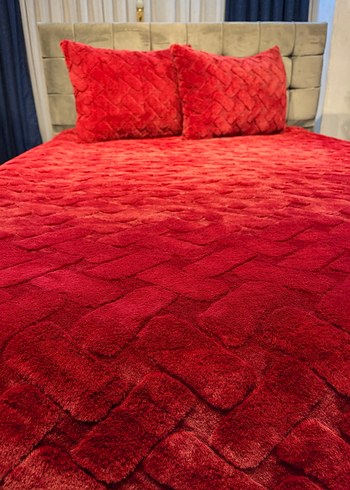 Merinos Diamond Tavşan Tüyü Kadife Battaniyeli Yatak Örtüsü - Görsel 5
