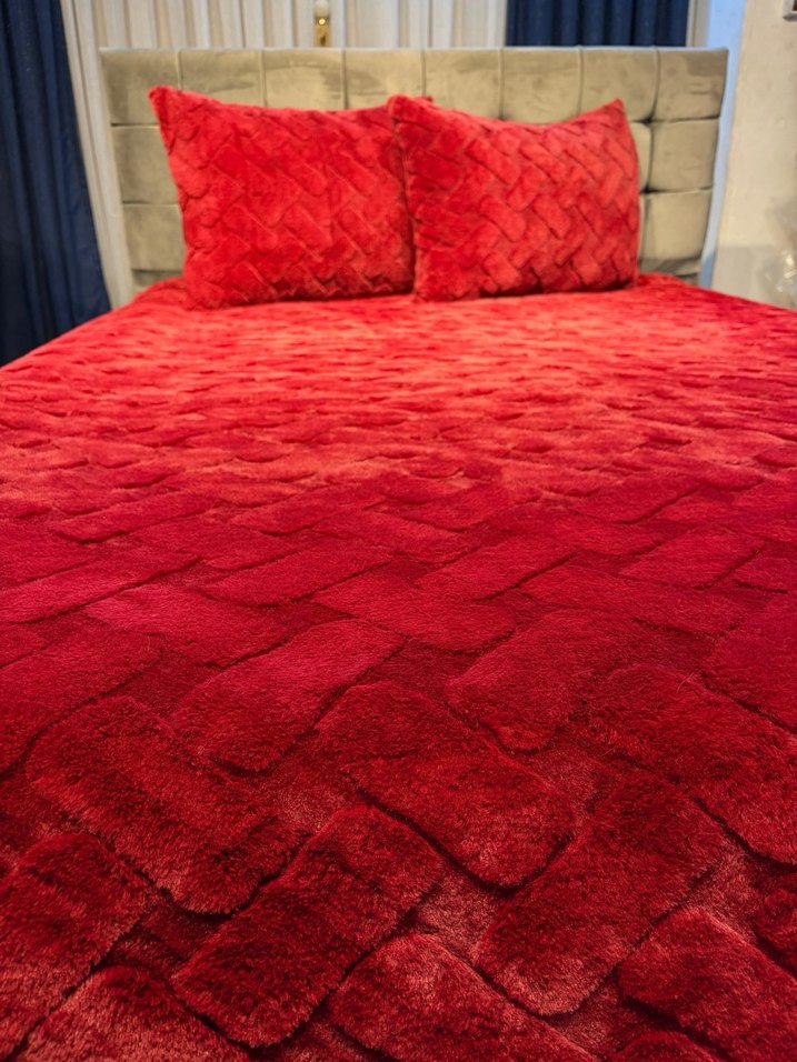 Merinos Diamond Tavşan Tüyü Kadife Battaniyeli Yatak Örtüsü - Görsel 5