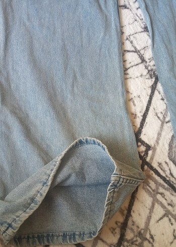 Kadın Mavi Bol Kesim Uzun Kot Pantolon - Görsel 5