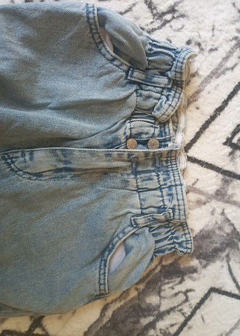 Kadın Mavi Bol Kesim Uzun Kot Pantolon - Görsel 6