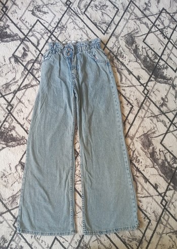 Kadın Mavi Bol Kesim Uzun Kot Pantolon - Görsel 2