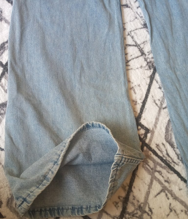 Kadın Mavi Bol Kesim Uzun Kot Pantolon - Görsel 5