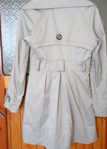 Düğmeli Bej Midi Kadın Trençkot - Görsel 2