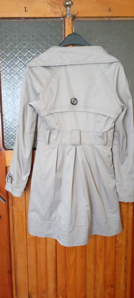 Düğmeli Bej Midi Kadın Trençkot - Görsel 2