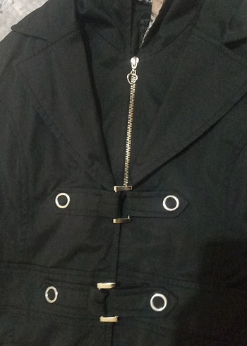 Düğmeli Siyah Gothic Midi Kaban - Görsel 4