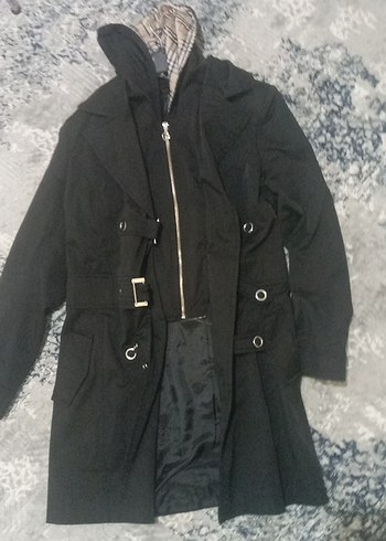 Düğmeli Siyah Gothic Midi Kaban - Görsel 6