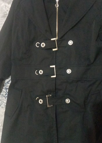 Düğmeli Siyah Gothic Midi Kaban - Görsel 5