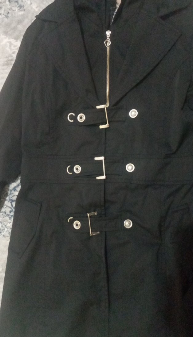 Düğmeli Siyah Gothic Midi Kaban - Görsel 5