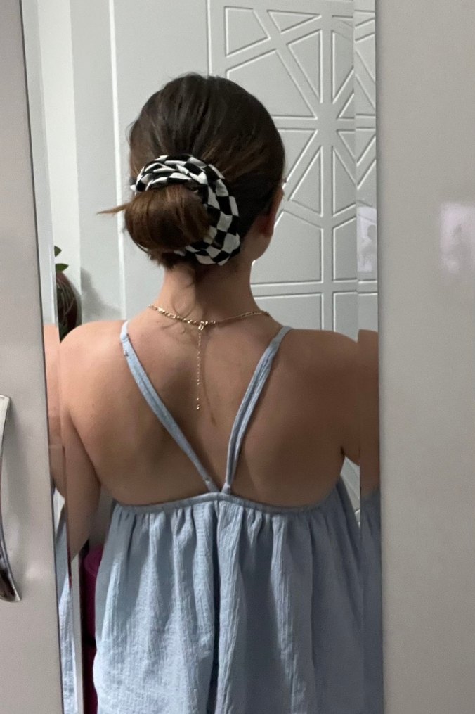 V Yaka Keten Midi Elbise - Görsel 3