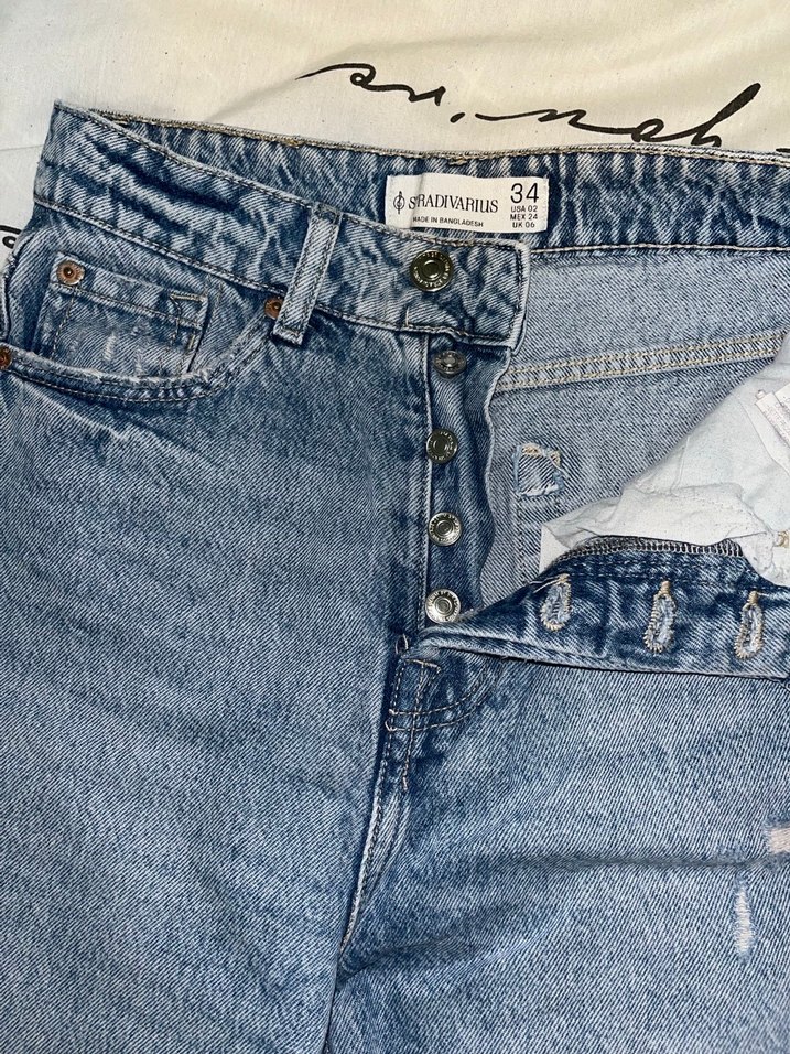 Düğmeli Düz Kesim Midi Kot Pantolon - Görsel 4