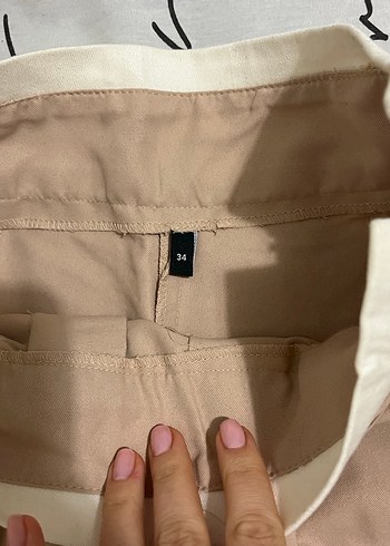 Bej Pilili Midi Mini Etek - Görsel 3