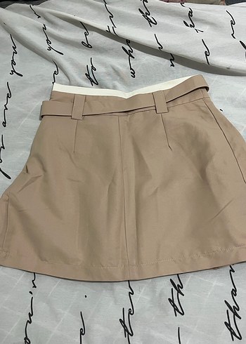 Bej Pilili Midi Mini Etek - Görsel 4