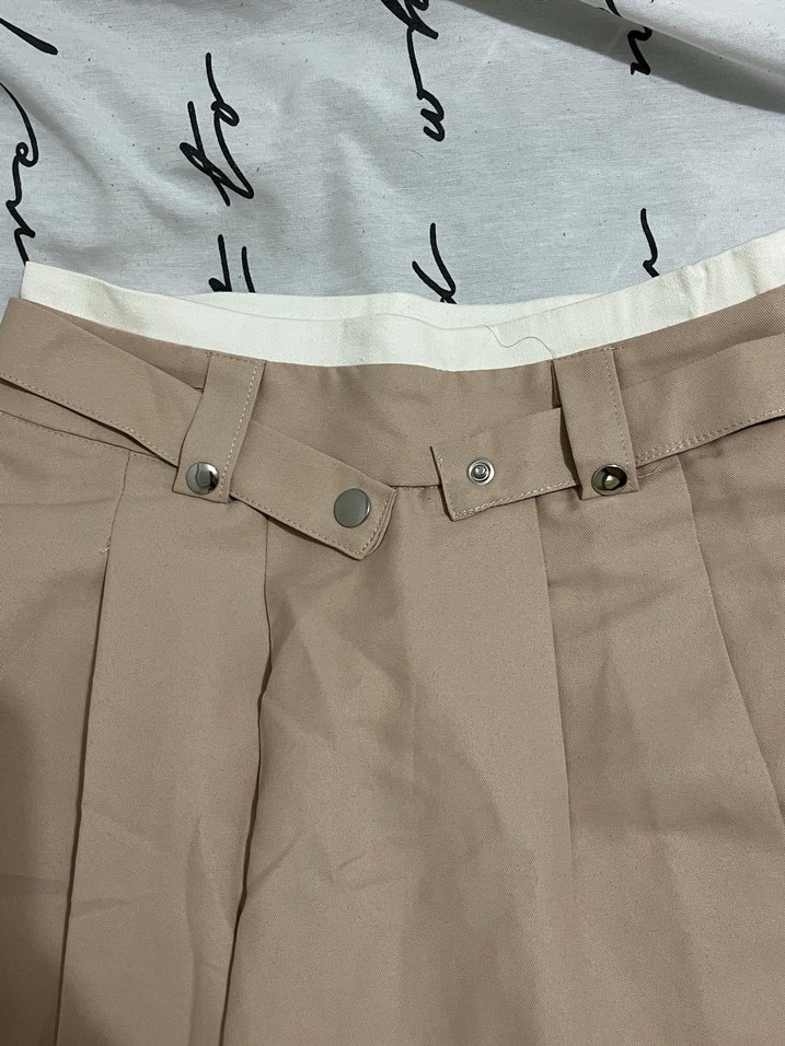 Bej Pilili Midi Mini Etek - Görsel 2