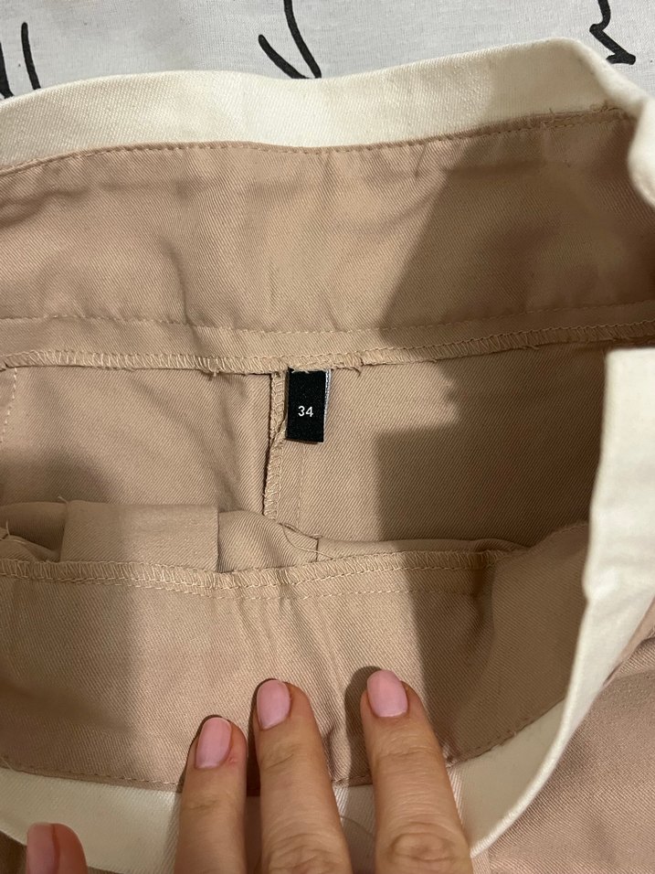 Bej Pilili Midi Mini Etek - Görsel 3