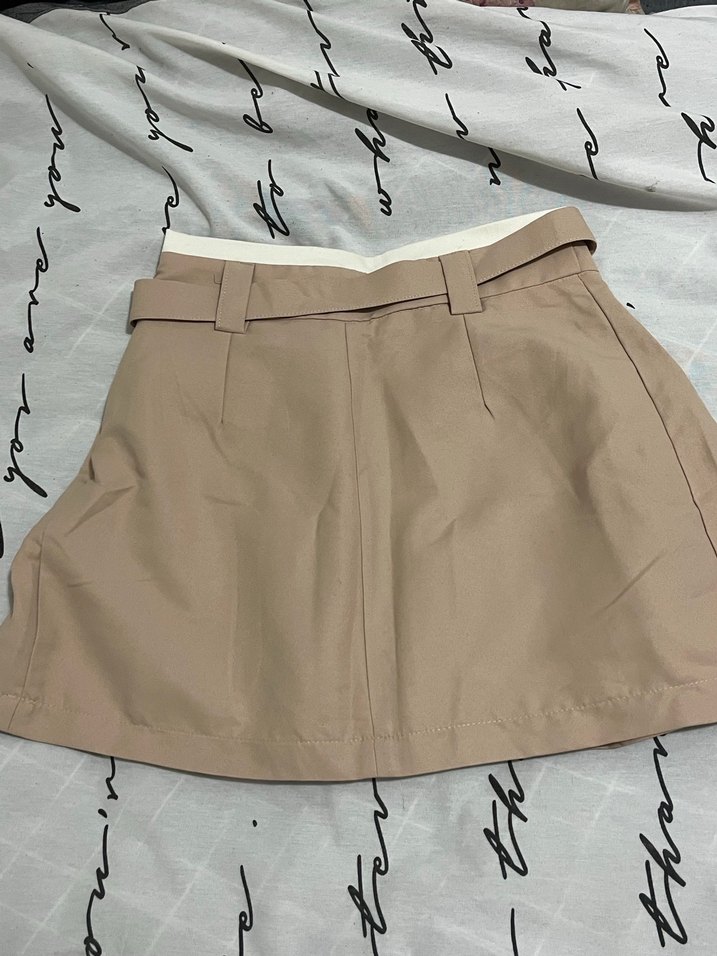 Bej Pilili Midi Mini Etek - Görsel 4