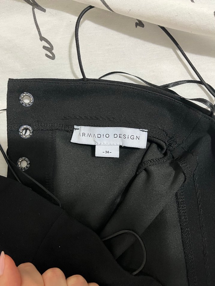 Siyah Nakışlı Straplez Uzun Elbise Boy 110 - Görsel 5