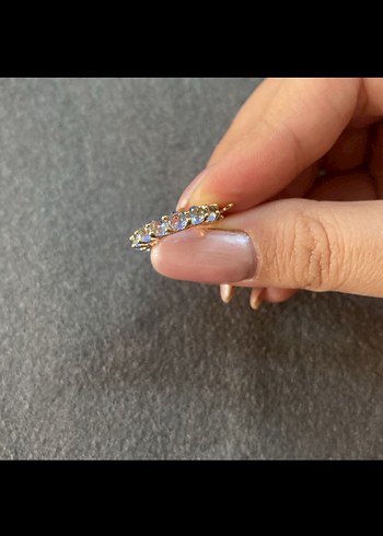 Mavi Taşlı Halka Küpe - Görsel 2