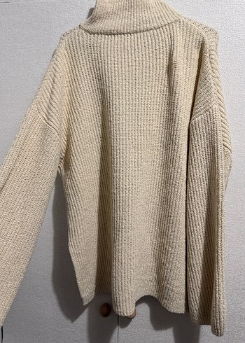 Bej Yarım Fermuarlı Yüksek Yakalı Triko Kazak - Görsel 2