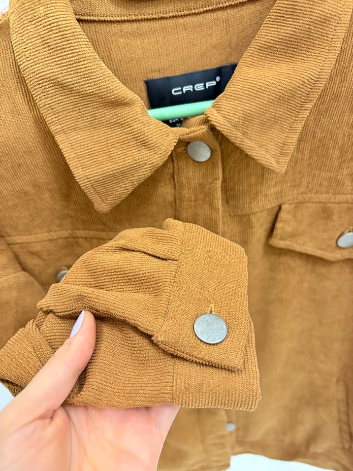 Düğmeli Kahverengi Kadın Süet Ceket - Görsel 4