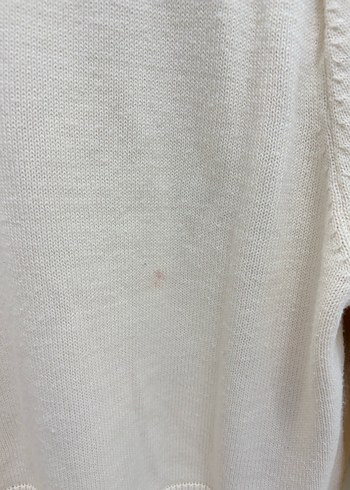 Beyaz Kadın Örgü Bisiklet Yaka Kazak - Görsel 3