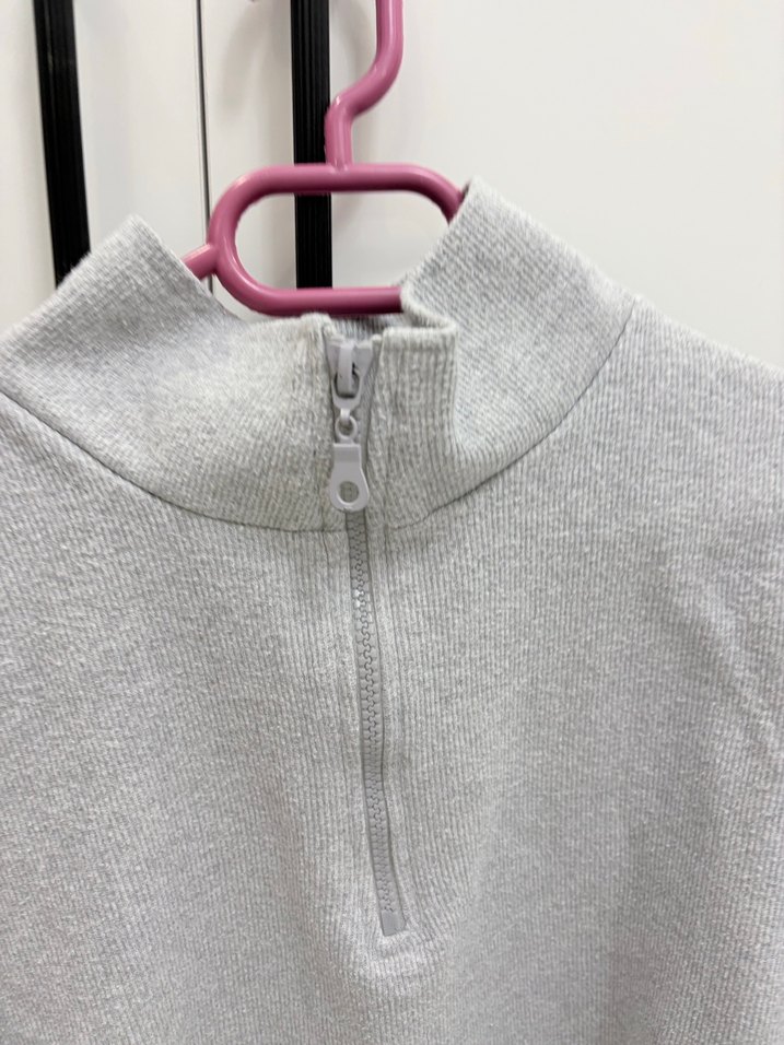 Gri Yarım Fermuarlı Kadın Sweatshirt - Görsel 2